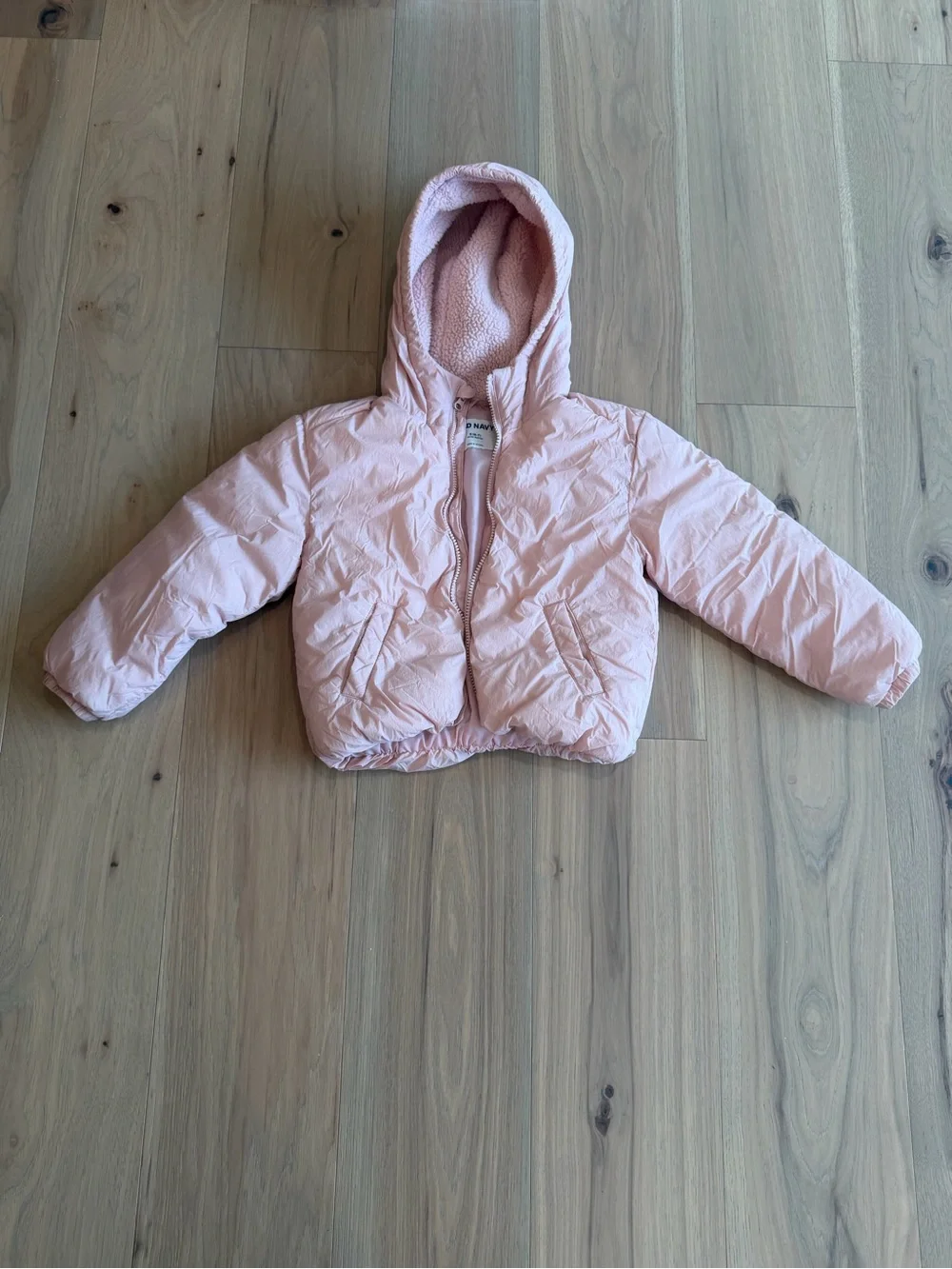 Old Navy Light Pink Hooded Puffer Jacket for Girls